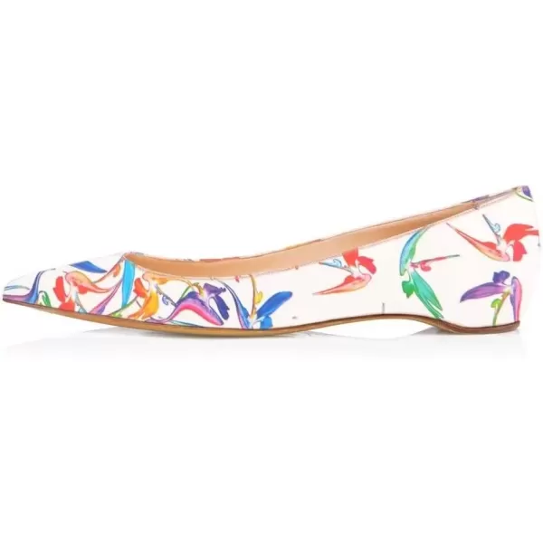 imageFSJ Women Sexy Multicolored Pointy Toe Pumps Slip On Mid High Heels Dress Shoes Size 415 USWhiteflat