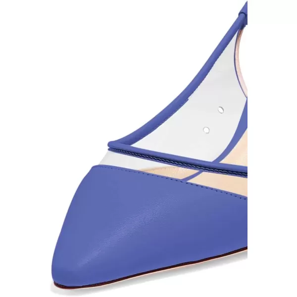 imageFSJ Women Trendy Pointed Toe Kitten Low Heel Slip on Pumps Slingback Office Shoes Size 415 USBlue