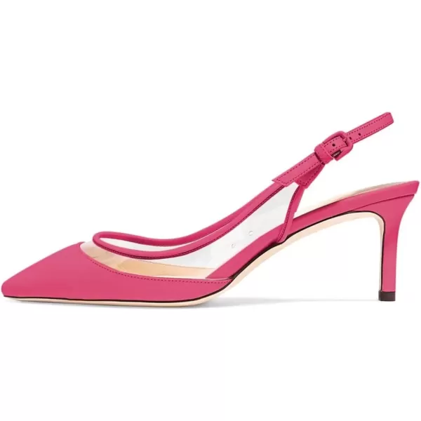 imageFSJ Women Trendy Pointed Toe Kitten Low Heel Slip on Pumps Slingback Office Shoes Size 415 USFuchsia