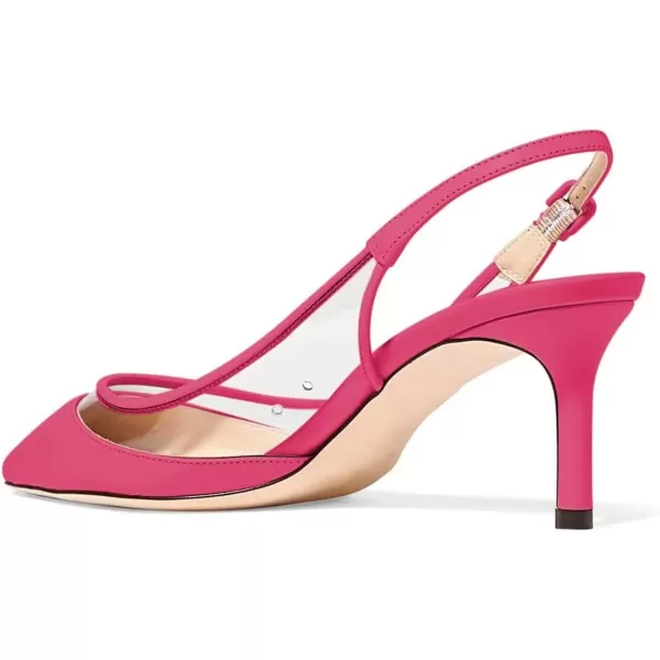 imageFSJ Women Trendy Pointed Toe Kitten Low Heel Slip on Pumps Slingback Office Shoes Size 415 USFuchsia