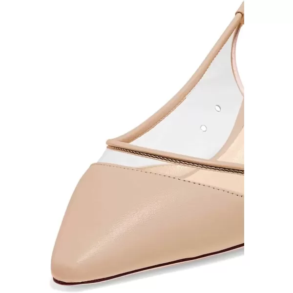 imageFSJ Women Trendy Pointed Toe Kitten Low Heel Slip on Pumps Slingback Office Shoes Size 415 USNude