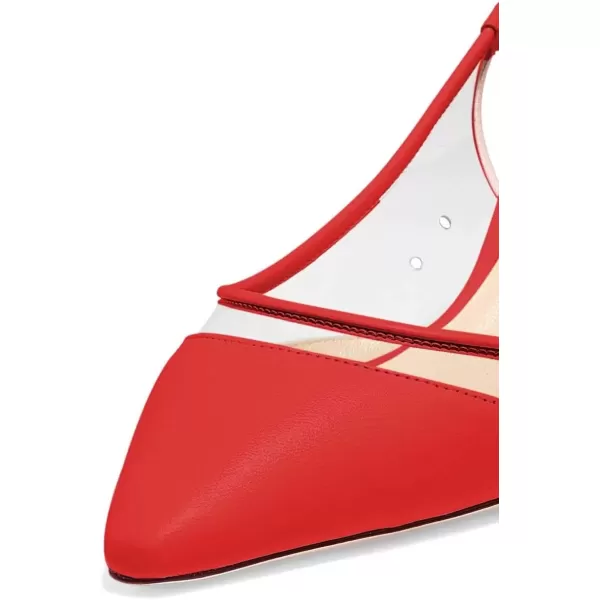 imageFSJ Women Trendy Pointed Toe Kitten Low Heel Slip on Pumps Slingback Office Shoes Size 415 USRed