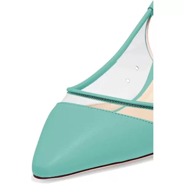 imageFSJ Women Trendy Pointed Toe Kitten Low Heel Slip on Pumps Slingback Office Shoes Size 415 USTurquoise