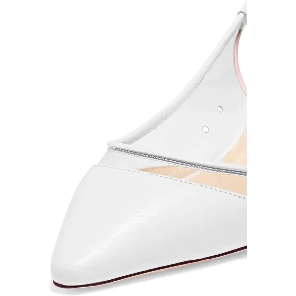 imageFSJ Women Trendy Pointed Toe Kitten Low Heel Slip on Pumps Slingback Office Shoes Size 415 USWhite