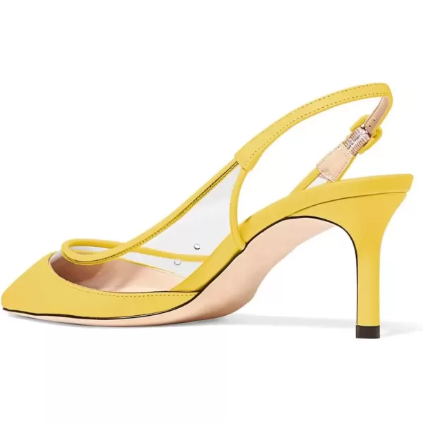 imageFSJ Women Trendy Pointed Toe Kitten Low Heel Slip on Pumps Slingback Office Shoes Size 415 USYellow