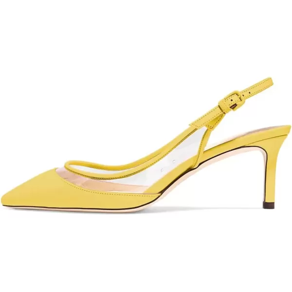 imageFSJ Women Trendy Pointed Toe Kitten Low Heel Slip on Pumps Slingback Office Shoes Size 415 USYellow