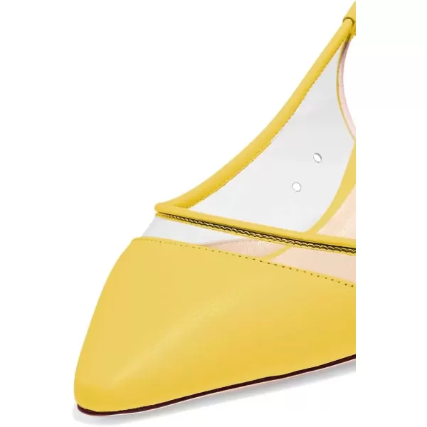 imageFSJ Women Trendy Pointed Toe Kitten Low Heel Slip on Pumps Slingback Office Shoes Size 415 USYellow