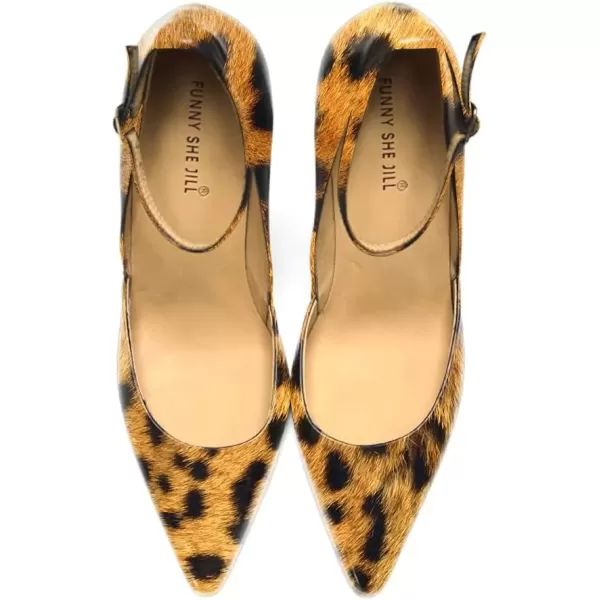 imageFSJ Womens Comfortable Block High Heels Pointed Toe Rhinestone Pumps Ankle Strap Leather Ladies Party Dress Shoes Size 415 UsLeopard