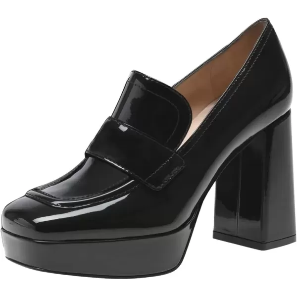 imageFSJ Women Chic Square Toe Glossy Platform Pumps Chunky High Heel Slip On Party Prom Dress Ladies Casual Loafer Shoes Size 415 USBlack
