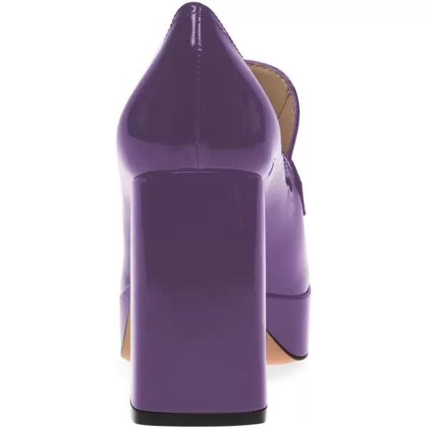 imageFSJ Women Chic Square Toe Glossy Platform Pumps Chunky High Heel Slip On Party Prom Dress Ladies Casual Loafer Shoes Size 415 USDark Orchid