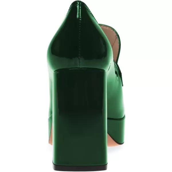 imageFSJ Women Chic Square Toe Glossy Platform Pumps Chunky High Heel Slip On Party Prom Dress Ladies Casual Loafer Shoes Size 415 USGreen