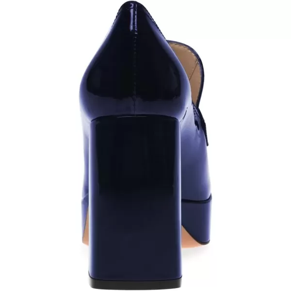 imageFSJ Women Chic Square Toe Glossy Platform Pumps Chunky High Heel Slip On Party Prom Dress Ladies Casual Loafer Shoes Size 415 USNavy