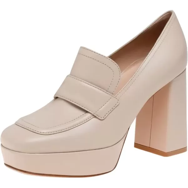imageFSJ Women Chic Square Toe Glossy Platform Pumps Chunky High Heel Slip On Party Prom Dress Ladies Casual Loafer Shoes Size 415 USNude