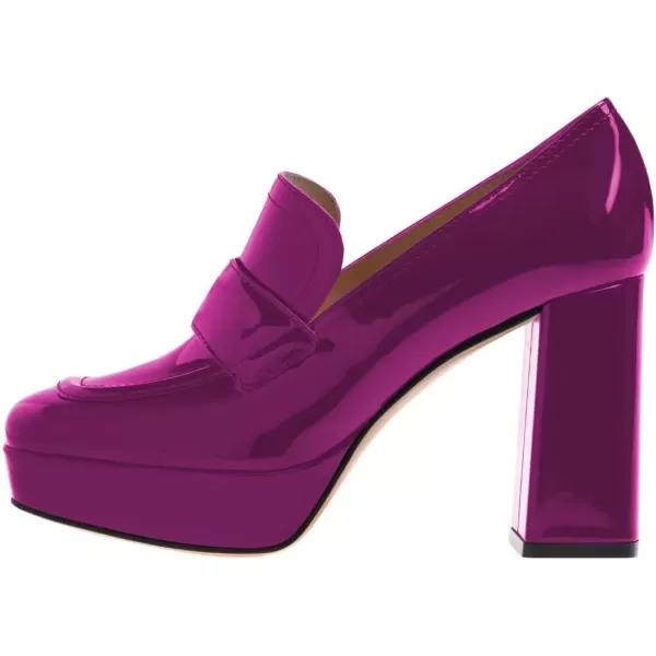 imageFSJ Women Chic Square Toe Glossy Platform Pumps Chunky High Heel Slip On Party Prom Dress Ladies Casual Loafer Shoes Size 415 USPurple