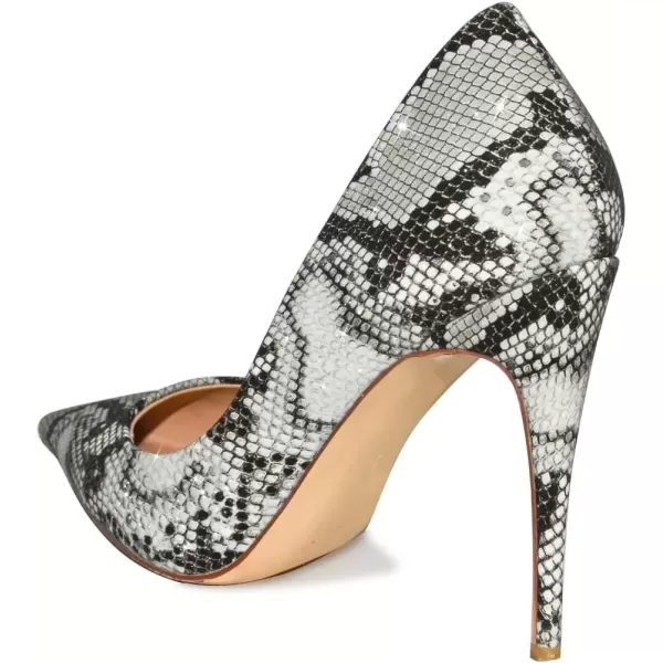 imageFSJ Women Classic Pointed Toe Snakeskin High Heels Pumps Slip on Stiletto Sparkling Animal Printing Sexy Lady Club Party Evening Dress Shoes Size 415 USSnakeskin Grey