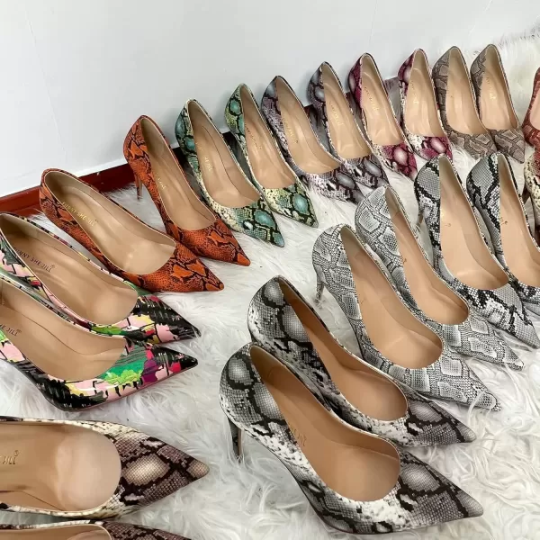 imageFSJ Women Classic Pointed Toe Snakeskin High Heels Pumps Slip on Stiletto Sparkling Animal Printing Sexy Lady Club Party Evening Dress Shoes Size 415 USGraffiti