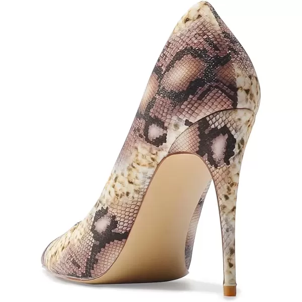 imageFSJ Women Classic Pointed Toe Snakeskin High Heels Pumps Slip on Stiletto Sparkling Animal Printing Sexy Lady Club Party Evening Dress Shoes Size 415 USPython Purplegrey