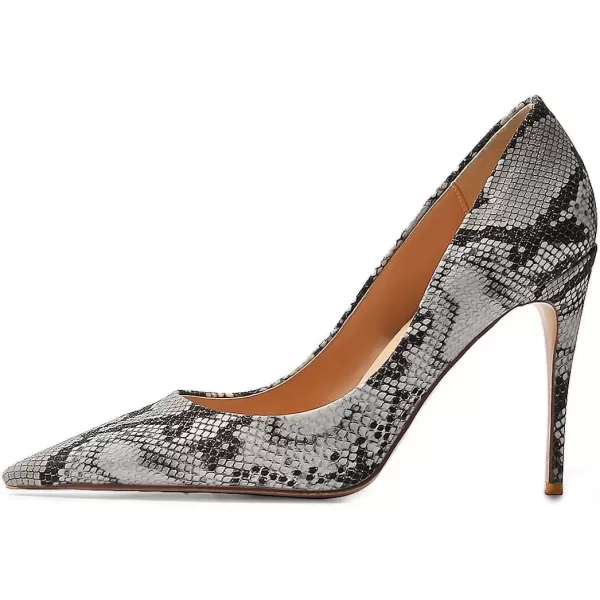 imageFSJ Women Classic Pointed Toe Snakeskin High Heels Pumps Slip on Stiletto Sparkling Animal Printing Sexy Lady Club Party Evening Dress Shoes Size 415 USSnakeskin Grey