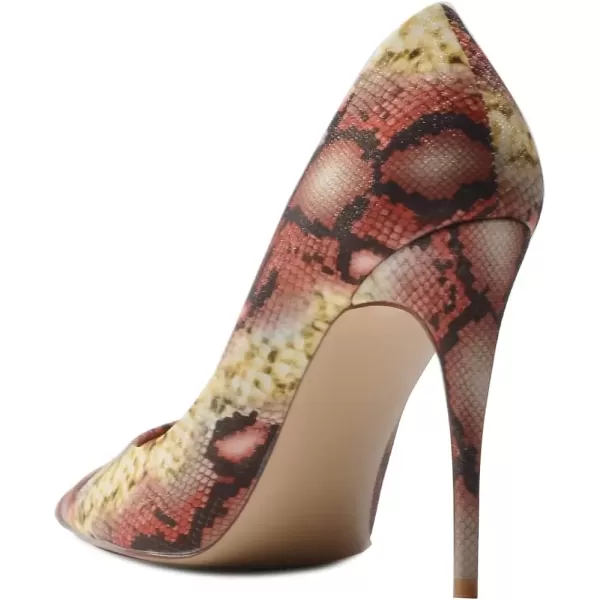imageFSJ Women Classic Pointed Toe Snakeskin High Heels Pumps Slip on Stiletto Sparkling Animal Printing Sexy Lady Club Party Evening Dress Shoes Size 415 USPython Red