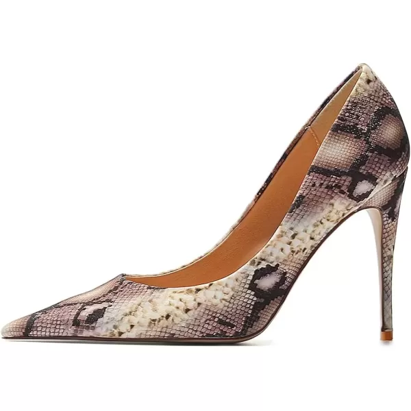 imageFSJ Women Classic Pointed Toe Snakeskin High Heels Pumps Slip on Stiletto Sparkling Animal Printing Sexy Lady Club Party Evening Dress Shoes Size 415 USPython Purplegrey