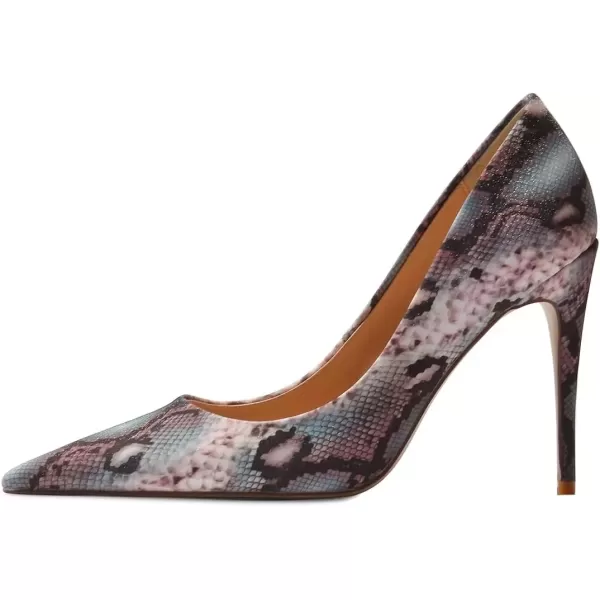 imageFSJ Women Classic Pointed Toe Snakeskin High Heels Pumps Slip on Stiletto Sparkling Animal Printing Sexy Lady Club Party Evening Dress Shoes Size 415 USPython Purple