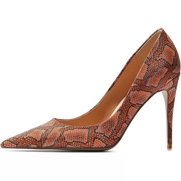 imageFSJ Women Classic Pointed Toe Snakeskin High Heels Pumps Slip on Stiletto Sparkling Animal Printing Sexy Lady Club Party Evening Dress Shoes Size 415 USSnakeskin Orange 1