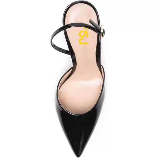 imageFSJ Women Crystal High Heels Slingback Clear Pumps Pointed Closed Toe Straps Chic Sandals Wedding Party Dress Shoes Size 415 USBlack Leather