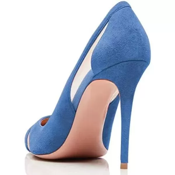 imageFSJ Women Elegant Mesh High Heel Pump Pointed Toe Stiletto Thin Slip on Dress Prom Party Ladie Shoes Size 415 USBlue