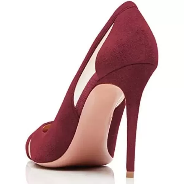imageFSJ Women Elegant Mesh High Heel Pump Pointed Toe Stiletto Thin Slip on Dress Prom Party Ladie Shoes Size 415 USDark Red