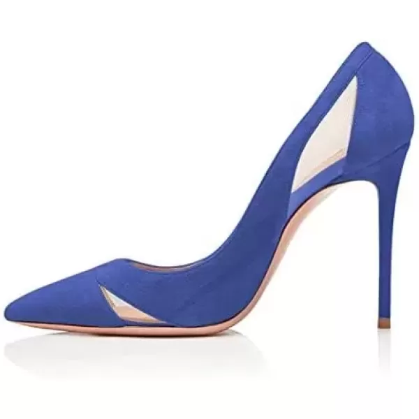 imageFSJ Women Elegant Mesh High Heel Pump Pointed Toe Stiletto Thin Slip on Dress Prom Party Ladie Shoes Size 415 USDarkblue