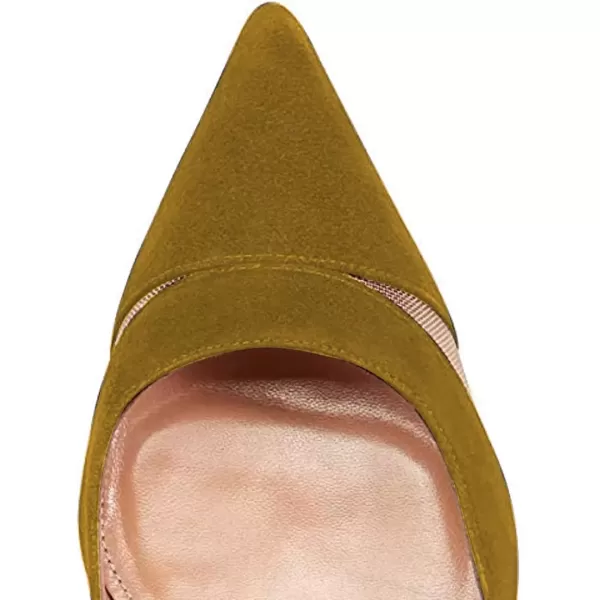 imageFSJ Women Elegant Mesh High Heel Pump Pointed Toe Stiletto Thin Slip on Dress Prom Party Ladie Shoes Size 415 USGoldenrod