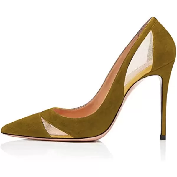 imageFSJ Women Elegant Mesh High Heel Pump Pointed Toe Stiletto Thin Slip on Dress Prom Party Ladie Shoes Size 415 USGoldenrod