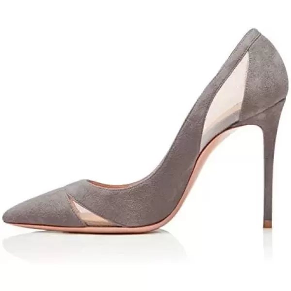 imageFSJ Women Elegant Mesh High Heel Pump Pointed Toe Stiletto Thin Slip on Dress Prom Party Ladie Shoes Size 415 USGrey