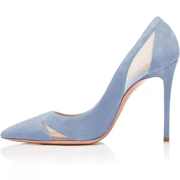 imageFSJ Women Elegant Mesh High Heel Pump Pointed Toe Stiletto Thin Slip on Dress Prom Party Ladie Shoes Size 415 USLightskyblue