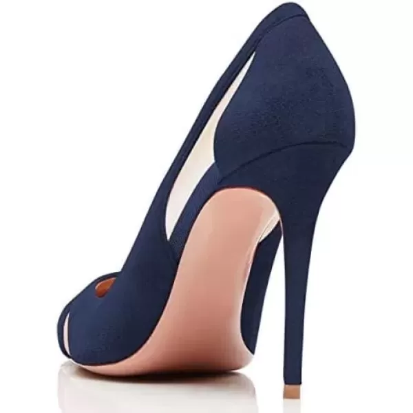 imageFSJ Women Elegant Mesh High Heel Pump Pointed Toe Stiletto Thin Slip on Dress Prom Party Ladie Shoes Size 415 USNavy
