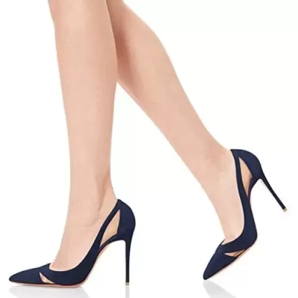 imageFSJ Women Elegant Mesh High Heel Pump Pointed Toe Stiletto Thin Slip on Dress Prom Party Ladie Shoes Size 415 USNavy