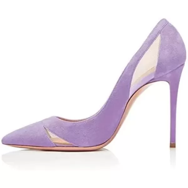 imageFSJ Women Elegant Mesh High Heel Pump Pointed Toe Stiletto Thin Slip on Dress Prom Party Ladie Shoes Size 415 USPlum