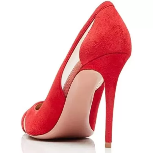 imageFSJ Women Elegant Mesh High Heel Pump Pointed Toe Stiletto Thin Slip on Dress Prom Party Ladie Shoes Size 415 USRed