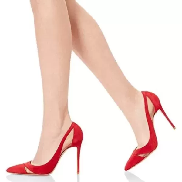 imageFSJ Women Elegant Mesh High Heel Pump Pointed Toe Stiletto Thin Slip on Dress Prom Party Ladie Shoes Size 415 USRed