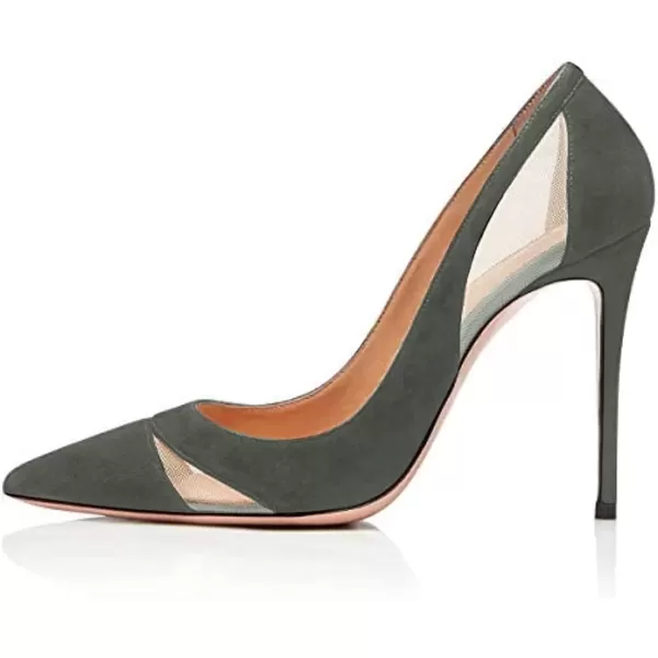 imageFSJ Women Elegant Mesh High Heel Pump Pointed Toe Stiletto Thin Slip on Dress Prom Party Ladie Shoes Size 415 USSeagreen