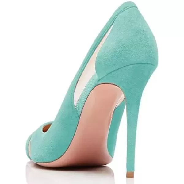 imageFSJ Women Elegant Mesh High Heel Pump Pointed Toe Stiletto Thin Slip on Dress Prom Party Ladie Shoes Size 415 USTurquoise