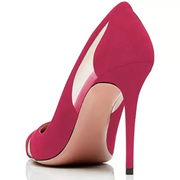 imageFSJ Women Elegant Mesh High Heel Pump Pointed Toe Stiletto Thin Slip on Dress Prom Party Ladie Shoes Size 415 USVioletred