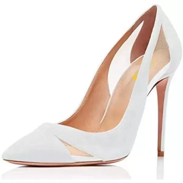 imageFSJ Women Elegant Mesh High Heel Pump Pointed Toe Stiletto Thin Slip on Dress Prom Party Ladie Shoes Size 415 USWhitesmoke