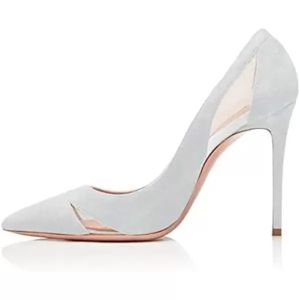 imageFSJ Women Elegant Mesh High Heel Pump Pointed Toe Stiletto Thin Slip on Dress Prom Party Ladie Shoes Size 415 USWhitesmoke