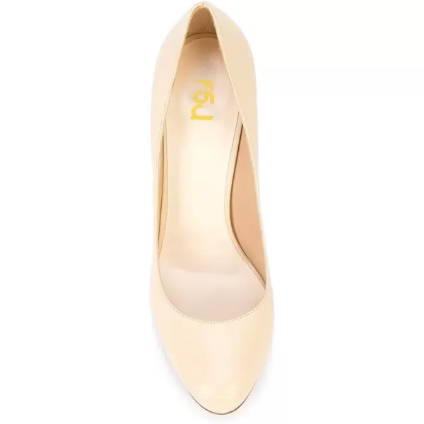 imageFSJ Women Elegant Round Toe Formal Pumps Slip On Office Dress Shoe Chunky Heel Size 415 USBeige