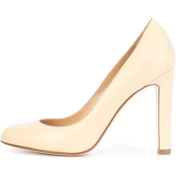 imageFSJ Women Elegant Round Toe Formal Pumps Slip On Office Dress Shoe Chunky Heel Size 415 USBeige
