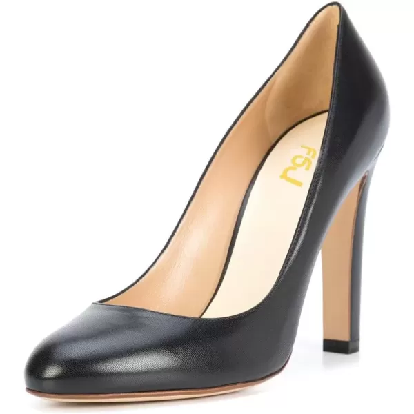 imageFSJ Women Elegant Round Toe Formal Pumps Slip On Office Dress Shoe Chunky Heel Size 415 USBlack