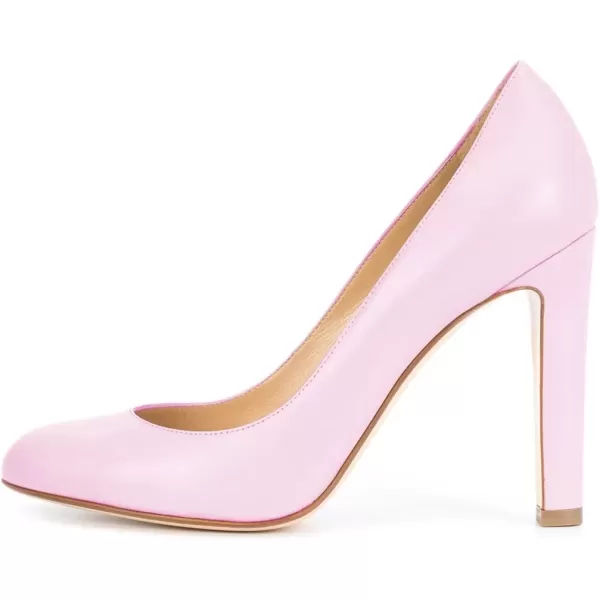 imageFSJ Women Elegant Round Toe Formal Pumps Slip On Office Dress Shoe Chunky Heel Size 415 USPink