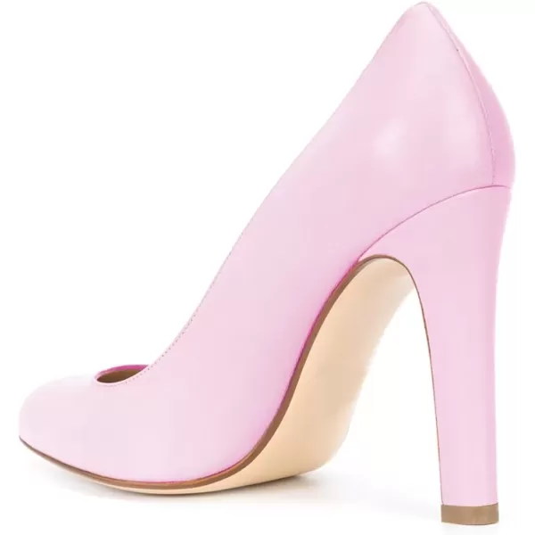 imageFSJ Women Elegant Round Toe Formal Pumps Slip On Office Dress Shoe Chunky Heel Size 415 USPink