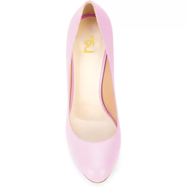 imageFSJ Women Elegant Round Toe Formal Pumps Slip On Office Dress Shoe Chunky Heel Size 415 USPink